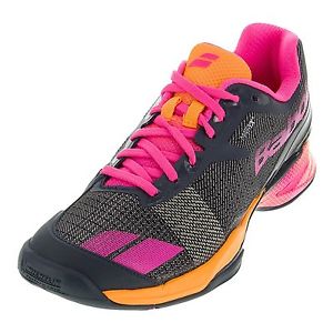BABOLAT JET AC Women's Tennis Shoes Sneakers - Grey/Orange/Pink - Auth Dealer