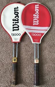 Vintage Wilson T 2000 and T 3000 Metal Steel Tennis Racquets Lot of 2