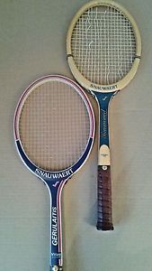 Snauwaert Vitus Gerulaitis & Int Club Wooden Wood Tennis Racquet & Press Lot EUC