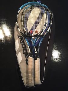 Babolat Pure Drive Team Tennis Racquets With Babolat 3 Racquets Carry Bag USED