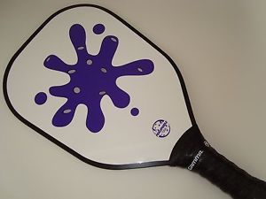 NEW QUICK-AT-THE-NET PICKLEBALL PADDLE PURPLE SPLAT ON WHITE  T200