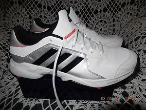 Adidas Performance Mens Barricade Court Tennis Shoe White/Metallic Grey 12(D)