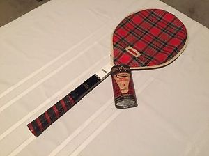 Vintage Slazenger Starfire Wood Tennis Racquet Racket L 4 1/2 with Plaid Cover