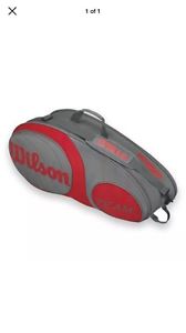 NEW Wilson Tennis Bag Team Gunmetal Red 3 Pack Bag Tennis Bag