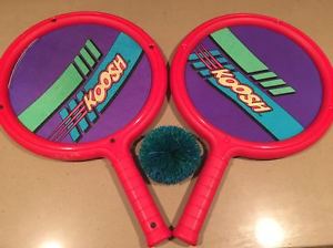 VINTAGE Set Of 2 KOOSH Paddle Red Racquets Kids Nerf Toy Rackets WITH KOOSH BALL