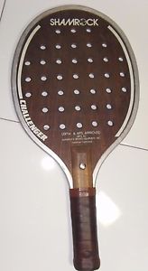 Shamrock Challenger Wood Paddle Racquet Made in USA Brown APTL Tennis VINTAGE