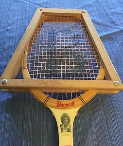 Vintage Billie Jean King Bancroft Wimbledon Wooden Racquet & press Frame holder