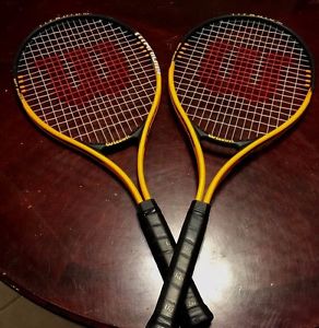 Set of 2 Wilson Titanium 3 Tennis Racquets - Soft Shock 3  - Orange & Black 27"