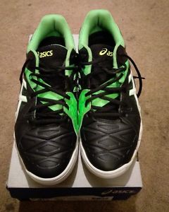 Asics Gel-Sensei 6  Racquetball Shoes Black/White/Green Gecko Men's  9 1/2