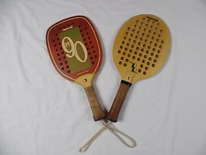 2 Marcraft pt-90 Paddle pitcher wooden brown racket ball sport racquet  VTG rare