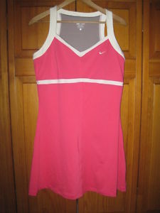 Nike Dri-Fit tennis dress women's L pink white fitness golf