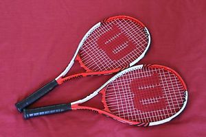 2 EXCELLENT CONDIT. WILSON ROGER FEDERER 110 TENNIS RACKET RACQUET POWER STRINGS