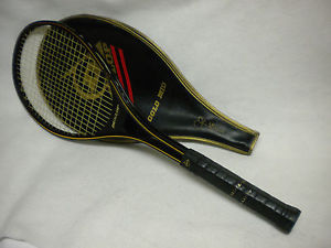 DUNLOP GOLD MID TENNIS RACQUET 4 1/2" GRIP JOHN McENROE SIGN. SERIES W BAG NICE