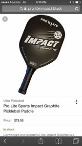 pro-lite graphite impact pickleball paddle- Black