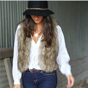 Fashion Women's Warm Outwear Slim Vest Faux Fox Fur Winter Waistcoat Jacket Coat