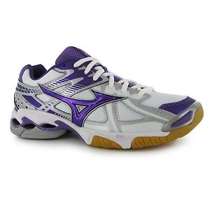 Mizuno Wave Bolt 4 Indoor Court Shoes Womens White/Silv Sports Trainers Sneakers