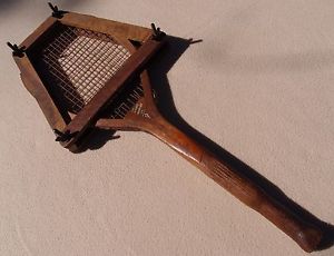 Antique HORACE PARTRIDGE CO. BOSTON Flat Top Bulbous Handle Wood Tennis Racquet