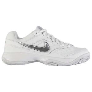 Nike Court Lite Tennis Shoes Womens White/Silver Sports Trainers Sneakers