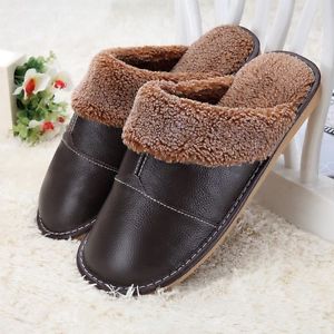 inFOUS Waterproof Winter Warm Home Slippers Men Women Couple Leather