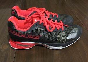 Babolat Womens Tennis Shoes Jet All Court Size 8.5 Gray Neon Orange Pink
