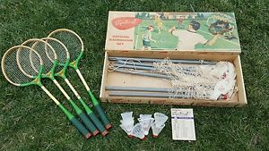 Vintage 50's Sportscraft Official Badminton set • Original Box •  Instructions
