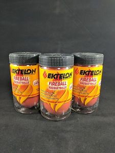 EKTELON RED FIREBALL RACQUETBALLS 3 CANS OF 2 BALLS TUBES NEW IN PACKAGE, SEALED