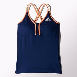 adidas mujeres/chicas azul marino premium tenis chaleco camiseta Deportivo
