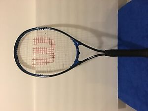 WILSON ENERGY XL V-MATRIX TENNIS RACQUET WITH POWER STRINGS L2-4 1/4. USED 1HR!