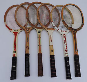 Vintage Lot of 6 Wood Wooden Tennis Racquets Rackets Various Brands