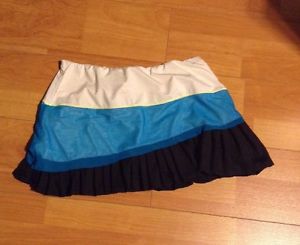 Lucky In Love Tennis Skirt SZ S White Black With Turquoise  mesh Yellow Shorts