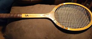 Vintage Spalding of Belgium Wooden Tennis Racket Riviera Model & press