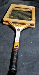 Vintage Chemold Rod Laver Wooden Racquet, Brace & Solo Tennis Trainer