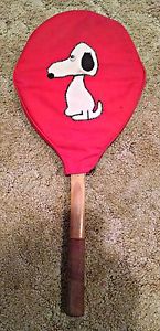 Vintage Tennis Racket with Frame and Snoopy cover