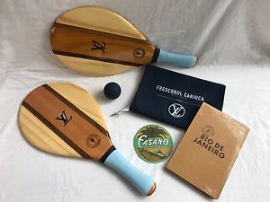 Rare Louis Vuitton Frescobol Wood Paddle Ball Racquet Set Rio Tour VIP Gift