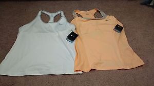 Lot of 2 NWT Nike women's athletic shirt orange and white Dri-Fit (Tennis)