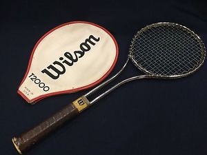 Vtg 1980's WILSON T2000 Chrome Tubular Steel Tennis Racket w Cover Grip 4 3/4