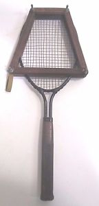 Vintage Dayton Steel Tennis Racquet Wood Handle With Lock-Tite Cover Press 1920s