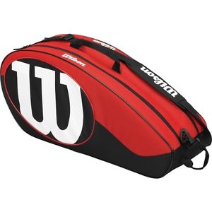 Wilson Match II Racquet Bag Black/Red (Holds up to 6 Racquets)