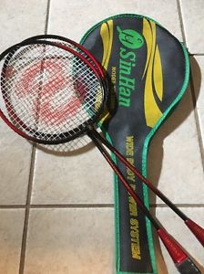 Shinhan Badminton Racquet Racket (2) Cover Never Used Grip Wrapped
