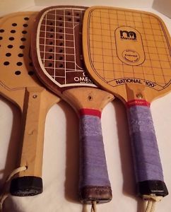 Lot of 3 Paddleball Pickleball Paddles Racquets Marcraft Harvard Omega VTG Retro