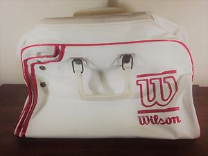 Vintage WILSON Tennis Bag Gym Tote T6920 Red White Stripes Retro Duffel