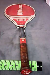 Vintage WILSON T3000 Chrome Tubular Steel Tennis Raquet Racket w Original Cover