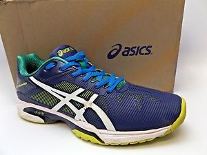 Asics Gel Solution Speed 3 men Blue/White/Lime E600N SZ 11.0 M PRE OWNED   D3068
