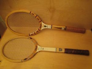 VINTAGE SET WILSON STAN SMITH AND CHRIS EVERT WOODEN TENNIS RACKET 4 5/8 - 4 3/8