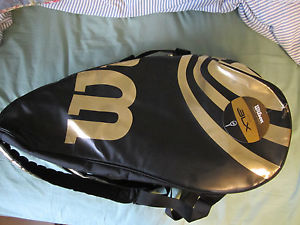 New Wilson BLX Tour 10-12 Packs Tennis Racquet Backpack Carry Bag Gold/Black
