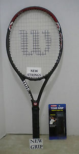 Wilson Hyper Pro Staff Stretch 5.0 OS 110 Tennis Racquet 4-1/4 NEW STRINGS/GRIP