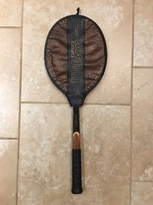VINTAGE WILSON ADVANTAGE STRATA-BOW WOODEN TENNIS RACQUET W/LEATHER COVER! RARE!