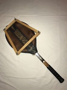 Vintage Wilson Advantage Tennis Racquet Strata Bow Wood With Leather Cover MINT