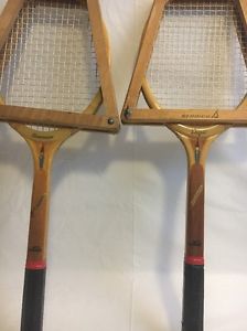 VINTAGE SLAZENGER SUPER W/OLYMPIC RINGS WOOD TENNIS RACKET W/PRESS ENGLAND