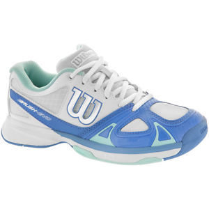 WILSON Women`s Rush Evo Tennis Shoes. Sizes 6.5-9.5. Color- Ice Gray and Peri Bl